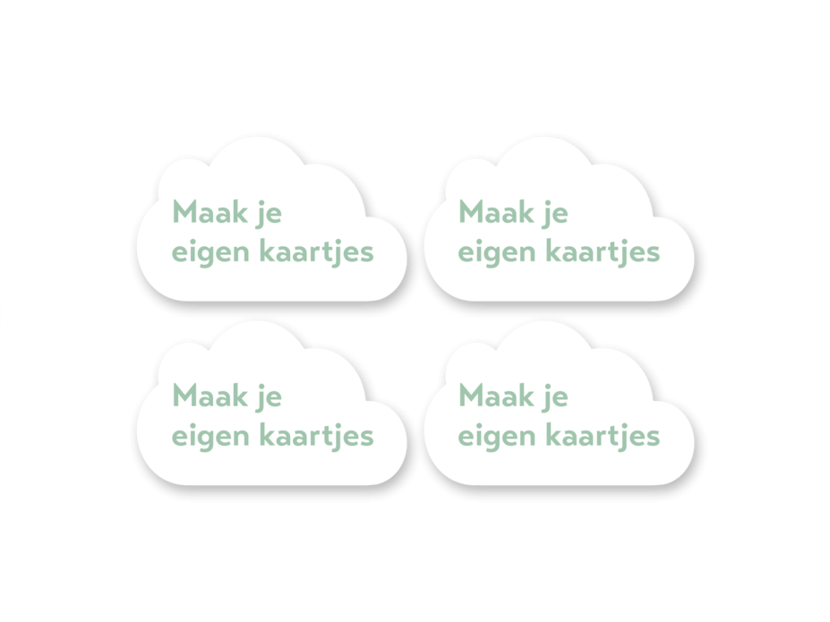 Kleine kraamfeest kaartje wolkjes vorm set van 4 stuks