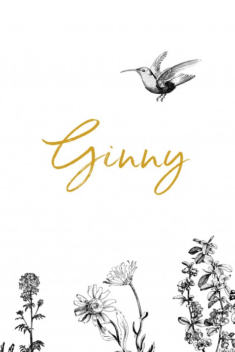Geboortekaartje met bloemen en planten Ginny