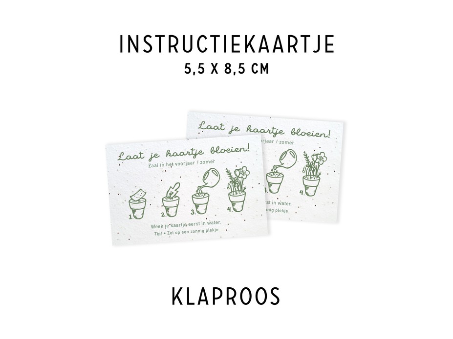 Groeipapier instructie kaartje - groeipapier Klaproos