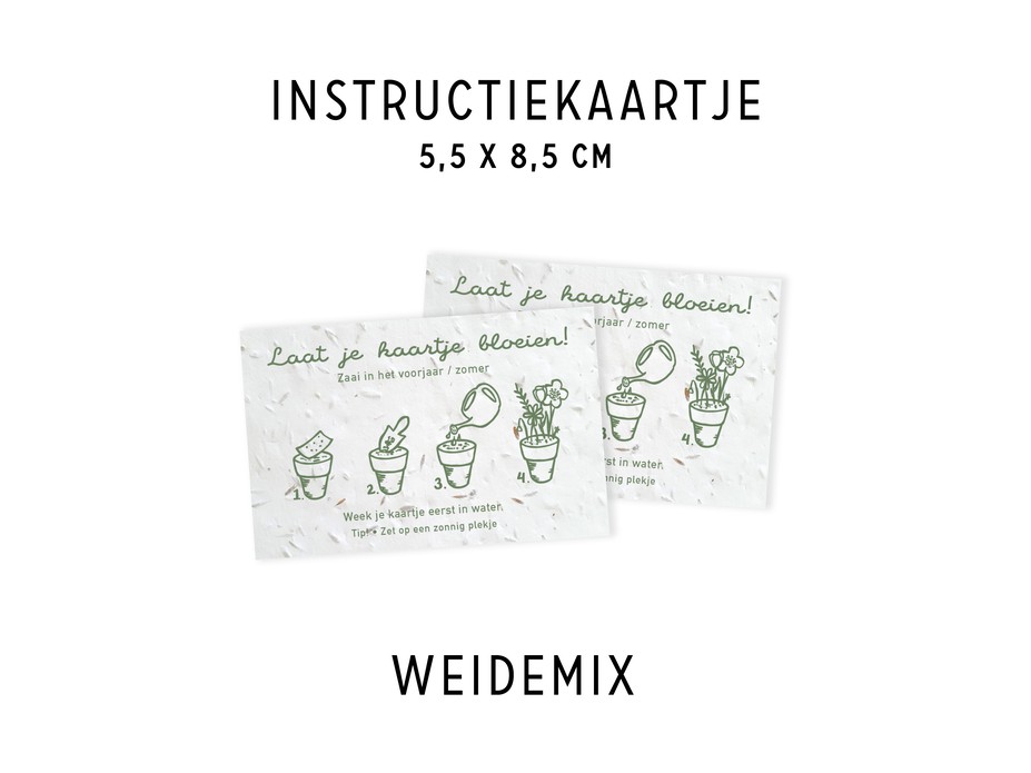 Groeipapier instructie kaartje - groeipapier Weidemix