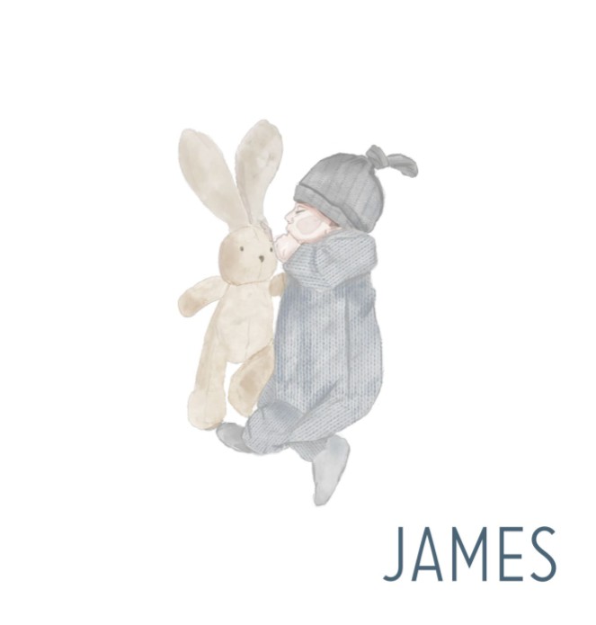 Geboortekaartje baby met konijntje James