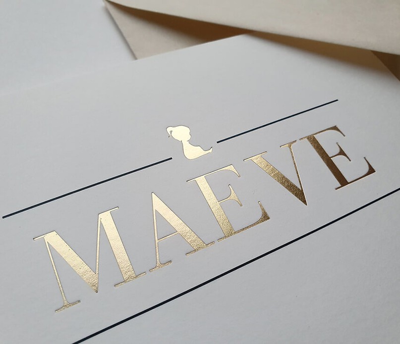 Klassiek geboortekaartje met folie Maeve