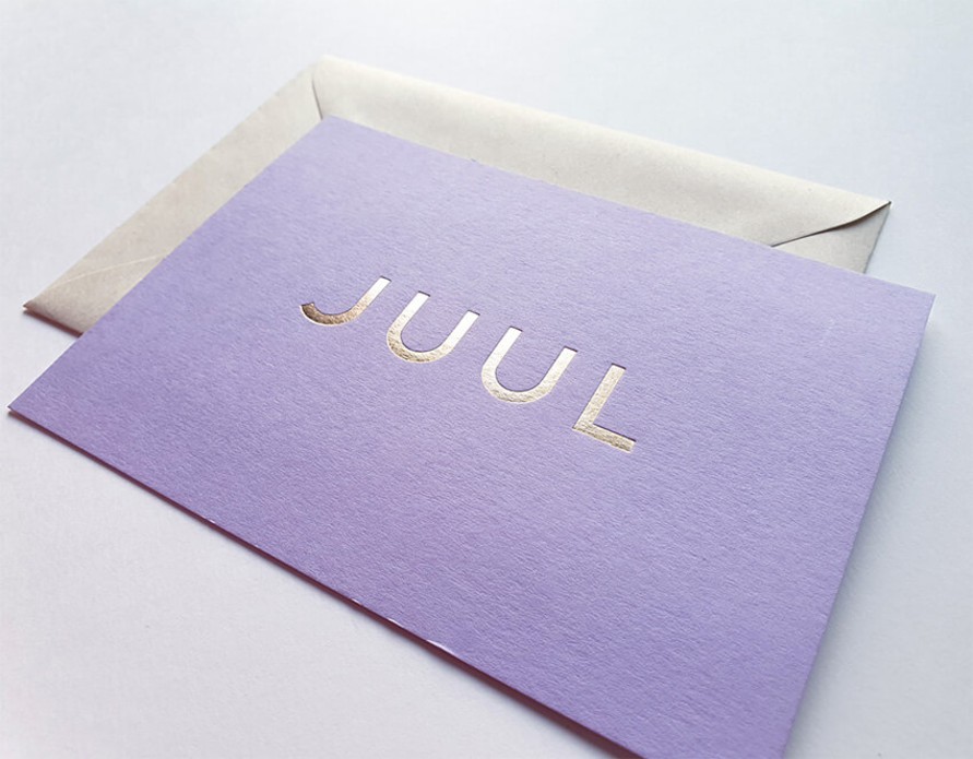 Geboortekaartje op lila papier Juul