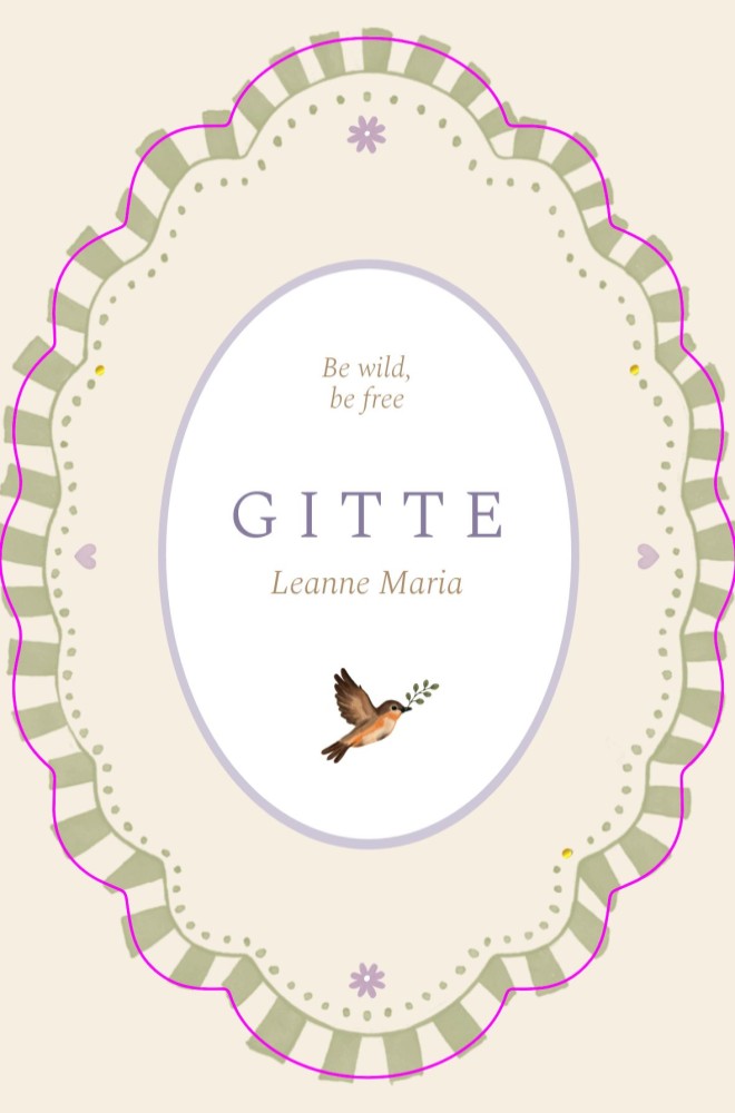 Geboortekaartje meisje vintage vorm blokjes en illustratie Gitte