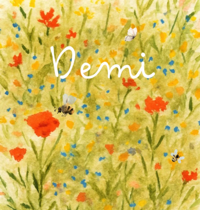 Geboortekaartje veldbloemen en poppies Demi