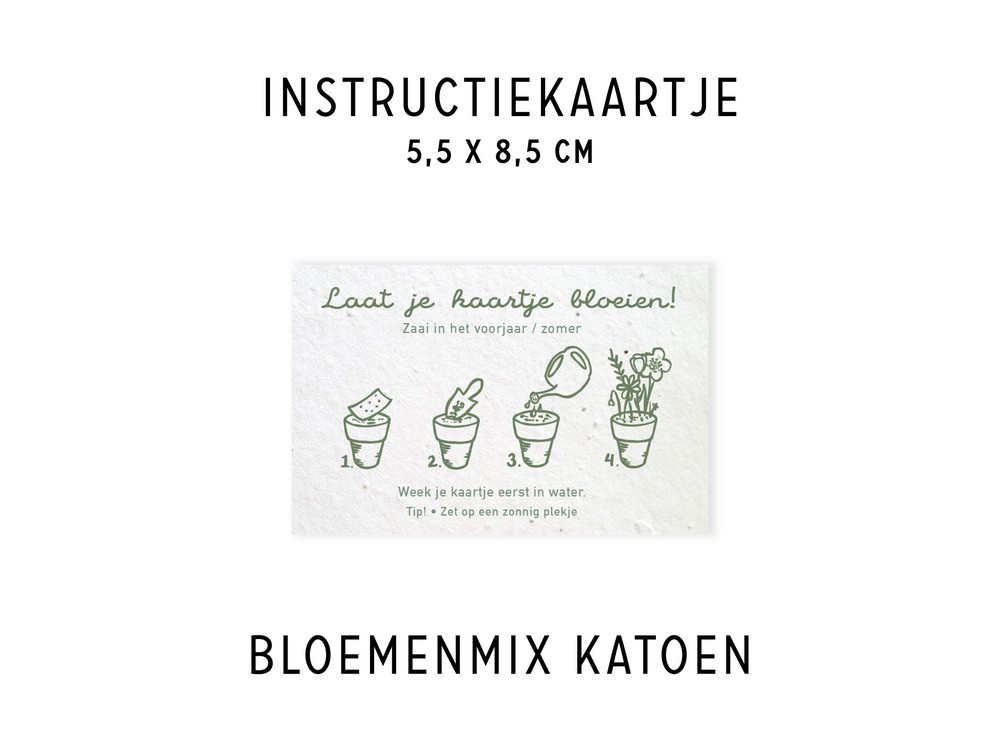Groeipapier instructie kaartje - groeipapier Katoen