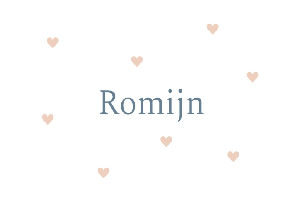 Klassiek geboortekaartje Romijn met lieve hartjes