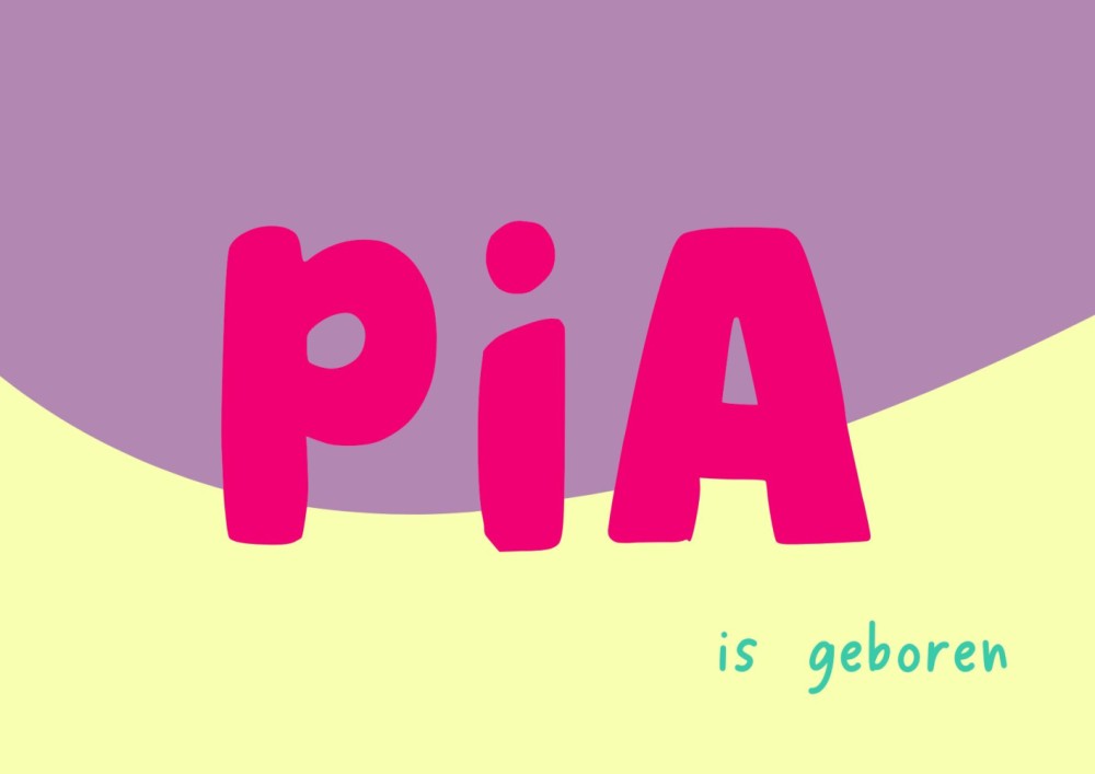 Kleurrijk geboortekaartje Pia