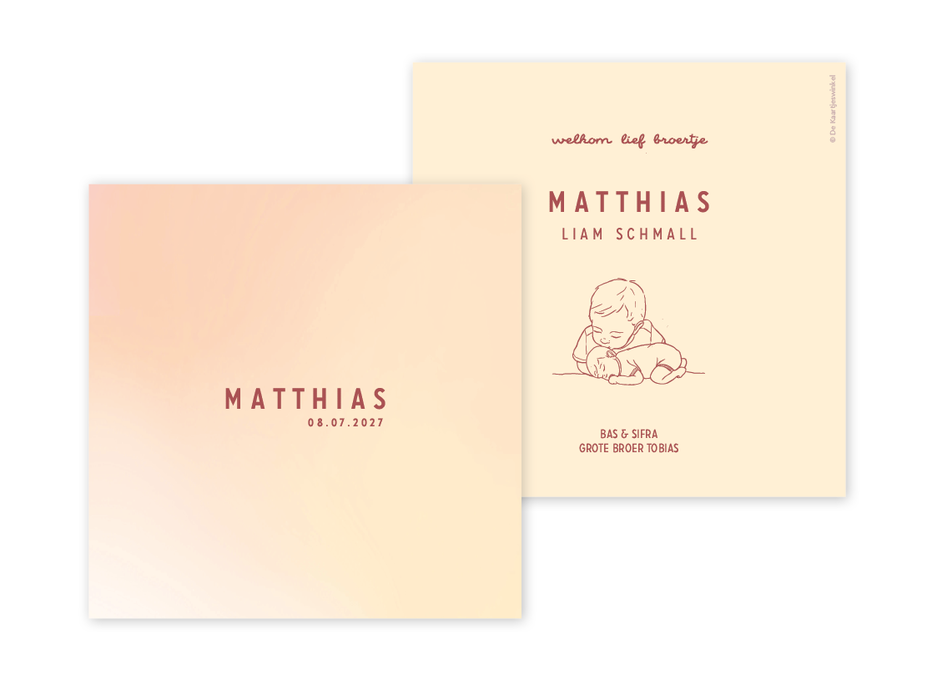 Geboortekaartje met kleurrijk verloop Matthias