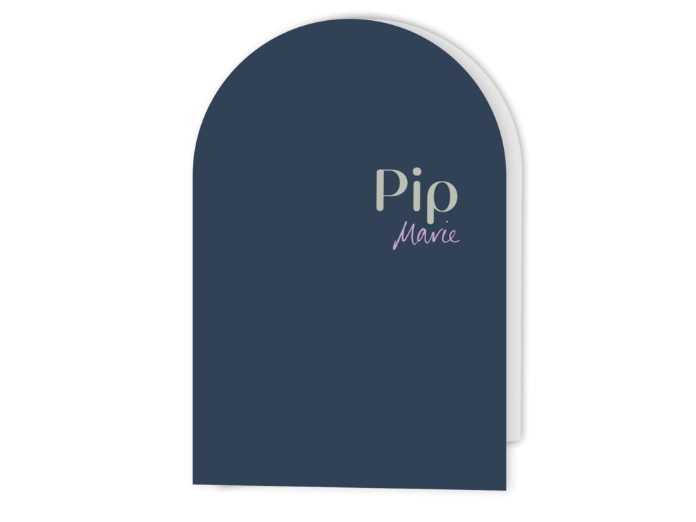 Geboortekaartje met boogvorm Pip – modern en stijlvol ontwerp met digitale foliedruk