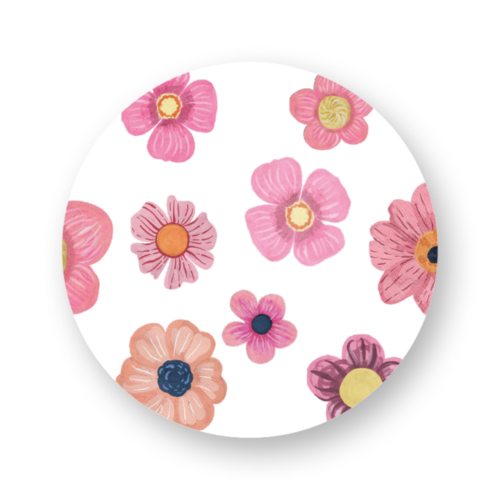 Sticker met geschilderde roze bloemen