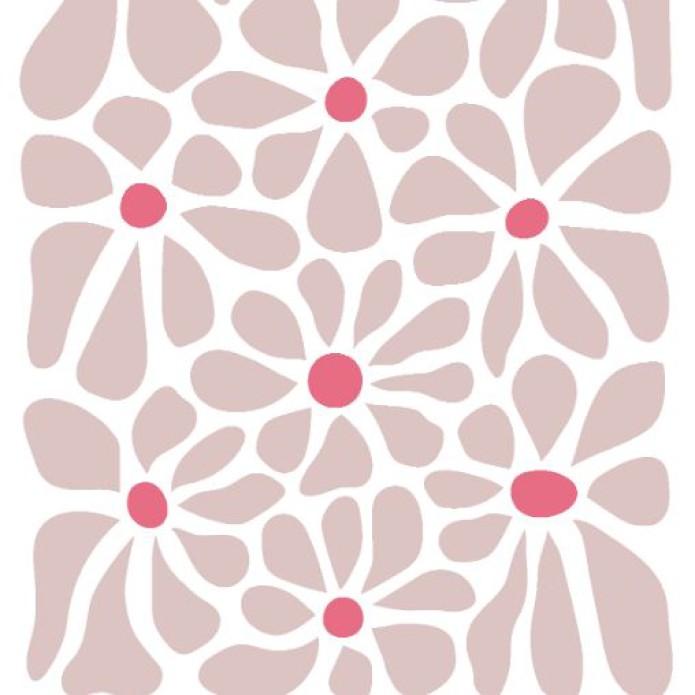 Sticker met moderne roze bloemen