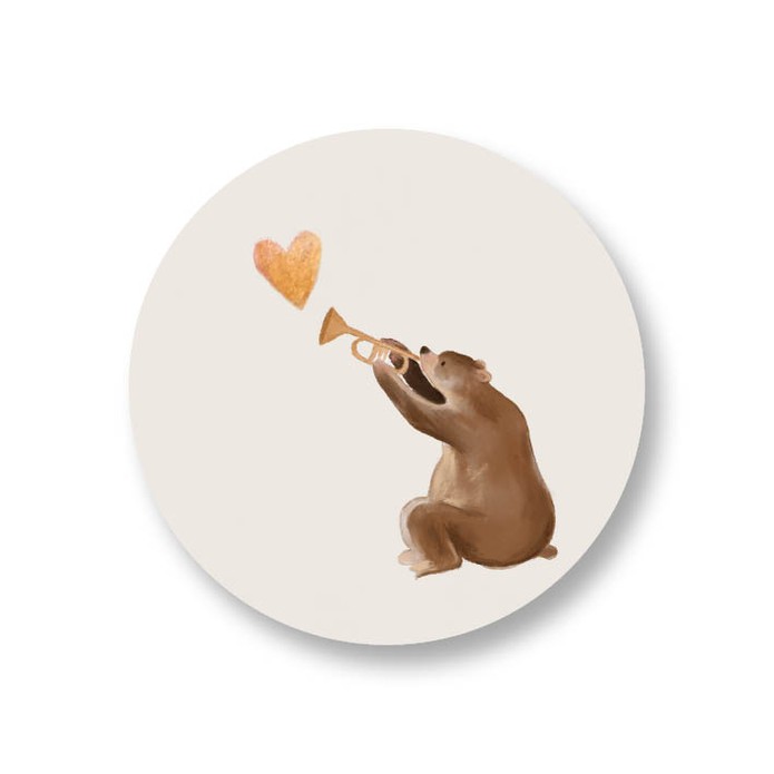 Sticker met beer en trompet