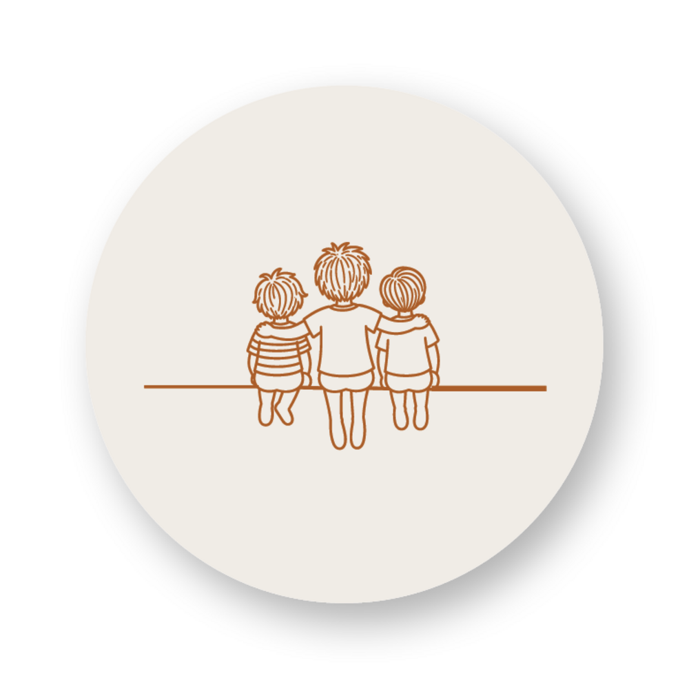Sticker met lijntekening kindjes
