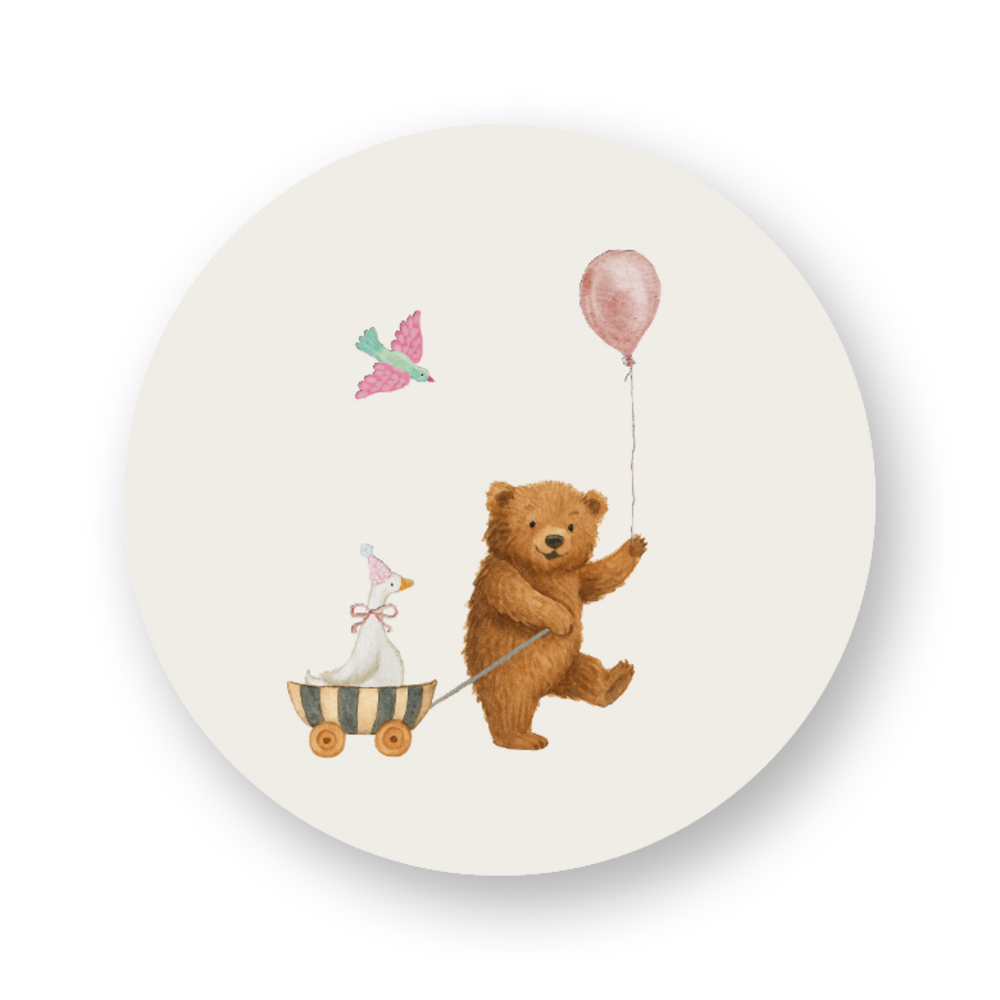 Sticker beertje met ballon