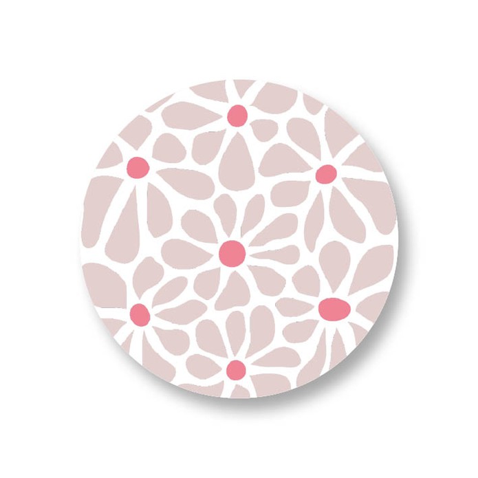 Sticker met moderne roze bloemen