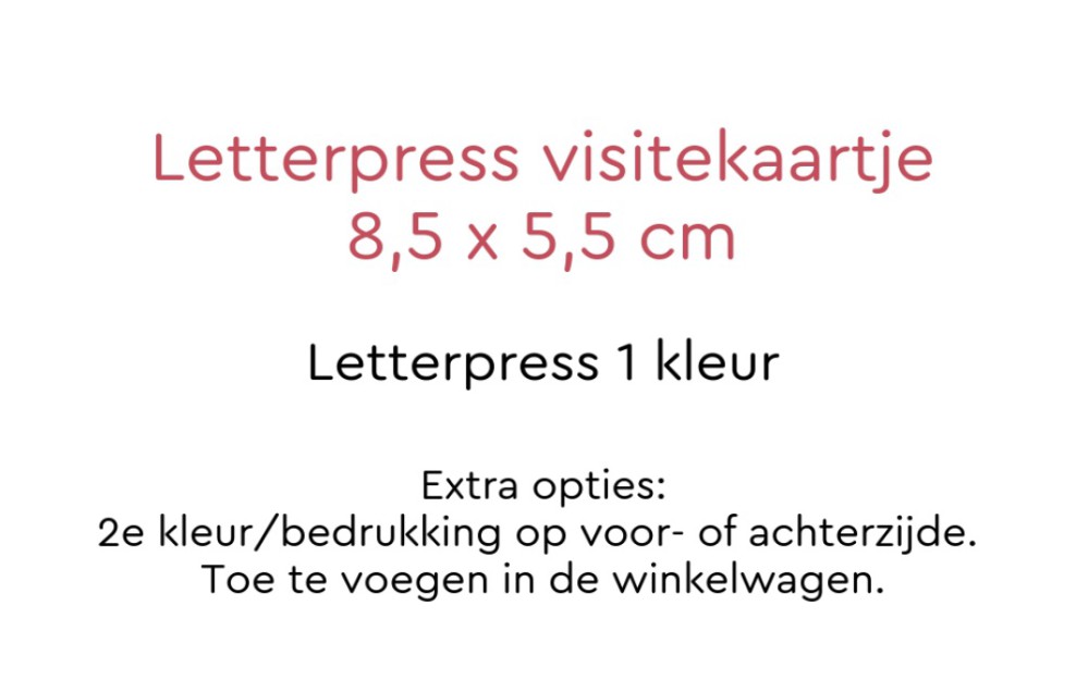 Letterpress visitekaartje 8,5 x 5,5 cm