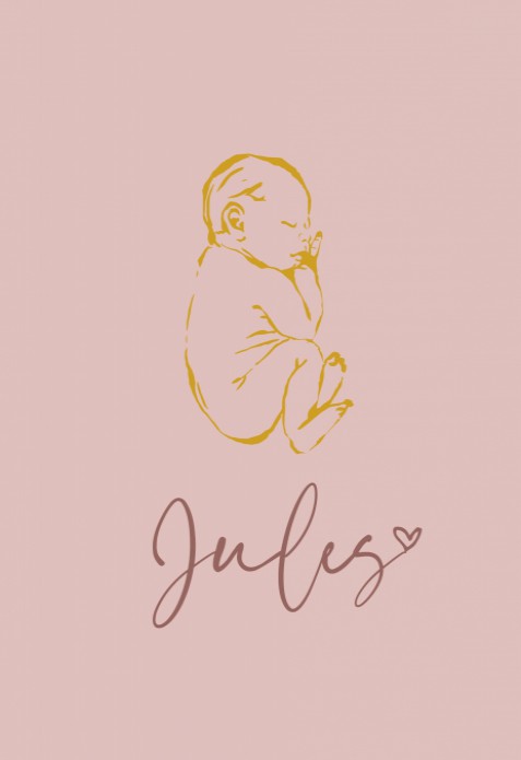 Lijntekening slapende newborn baby Jules