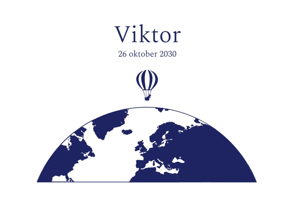 Wereldbol geboortekaartje Viktor
