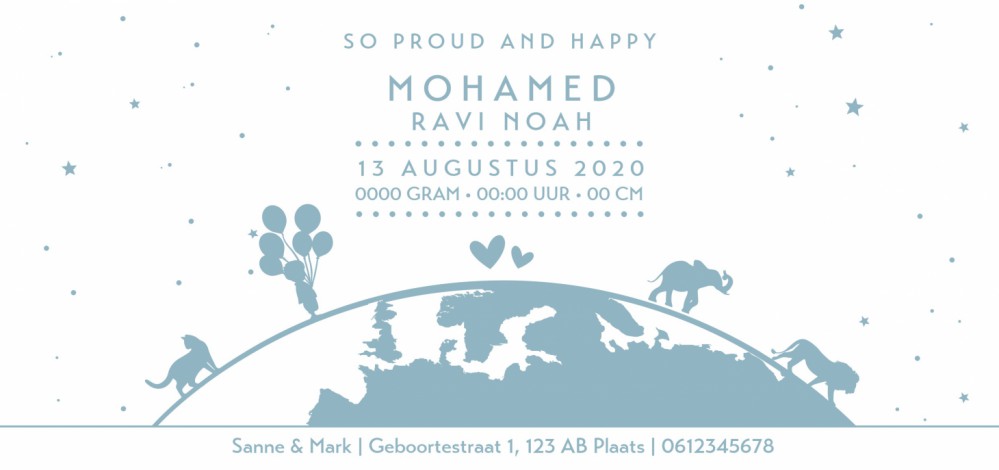 Wereldbol kaartje Mohamed - print