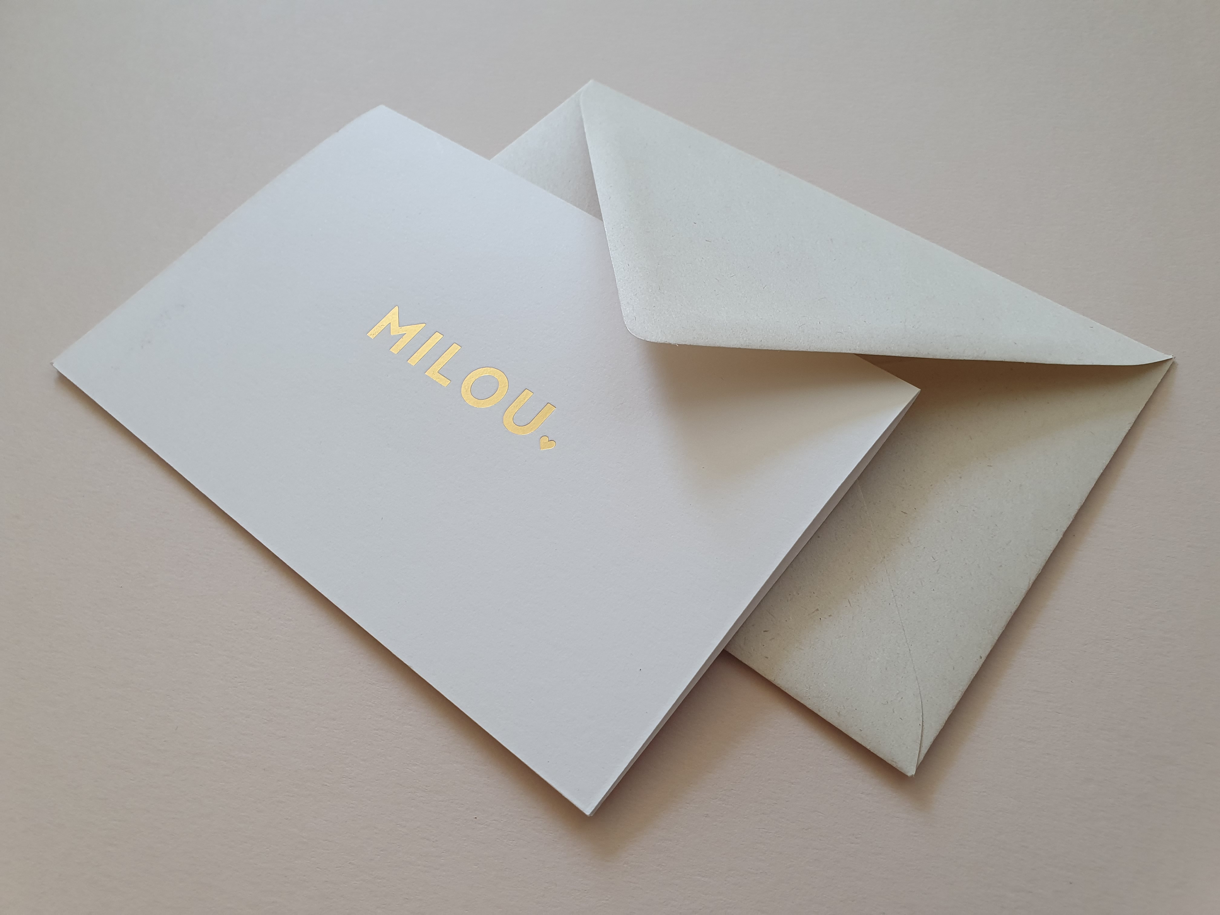 Geboortekaartje met naam in folie