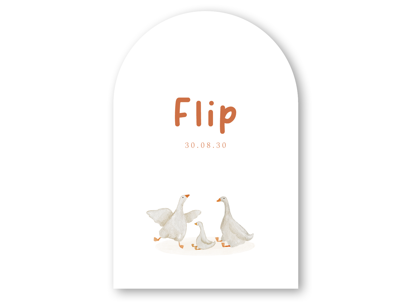 modern geboortekaartje boogvorm met gouden folie