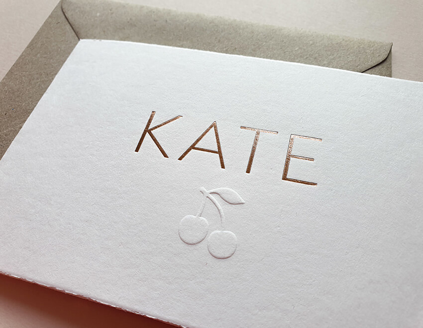 Kaartje met folie, print en kersjes