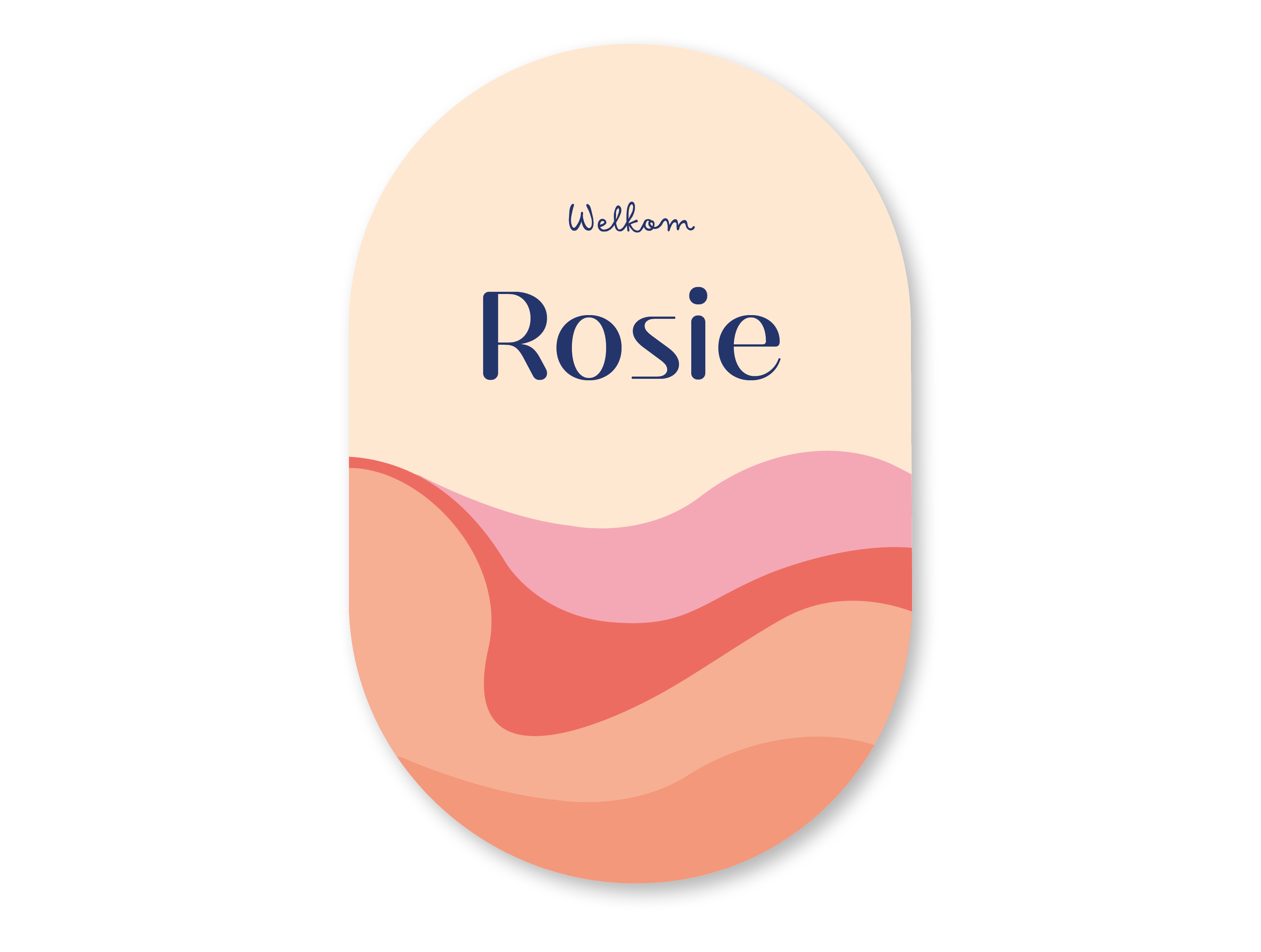 modern geboortekaartje ovale vorm met goud folie